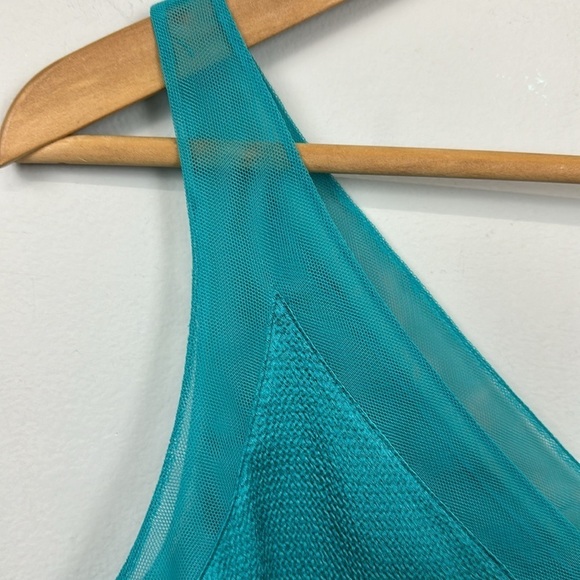Ted Baker Lilyane Mesh-Trimmed Top Turquoise Sz 1/ XS - Picture 5 of 10